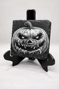 Pumpkin face slate coaster