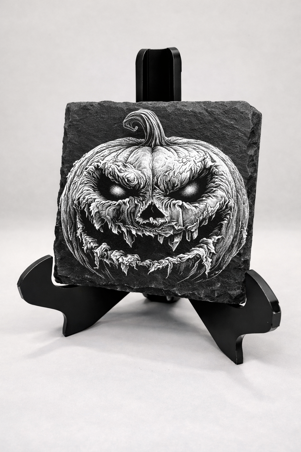 Pumpkin face slate coaster