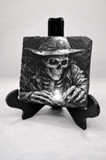 Skeleton witch slate coaster
