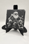 Biker Santa slate coaster