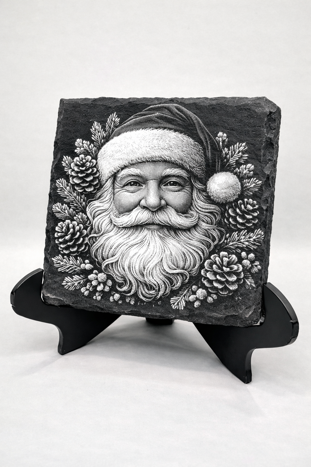Santa Wreathe slate coaster